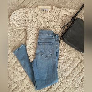 MOTHER Skinny Jeans in Light Wash